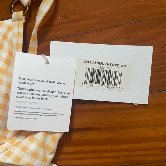 Dippin Daisys yellow gingham bikini Elise top XS and Seashore bottoms S NWT - Picture 4 of 9